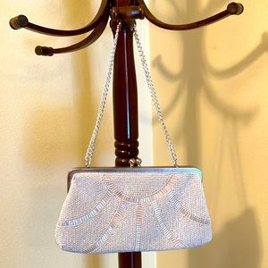 Vintage white & silver beaded 3-way purse